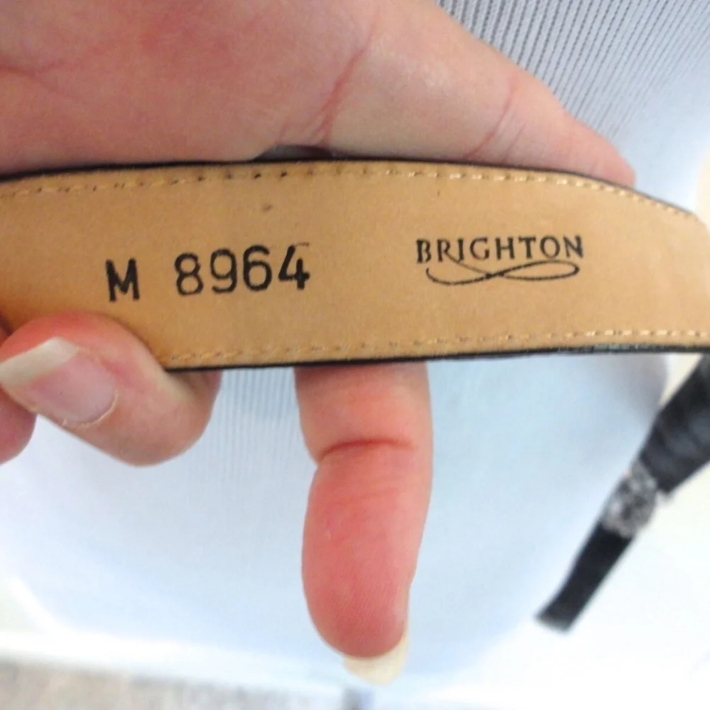 Vintage Brighton Black LEATHER w/Silver Hardware Buckle / Side Attachmen…